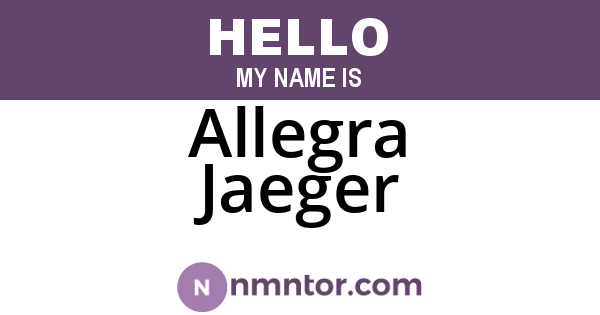 Allegra Jaeger
