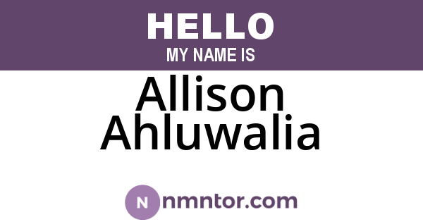 Allison Ahluwalia