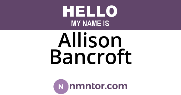Allison Bancroft