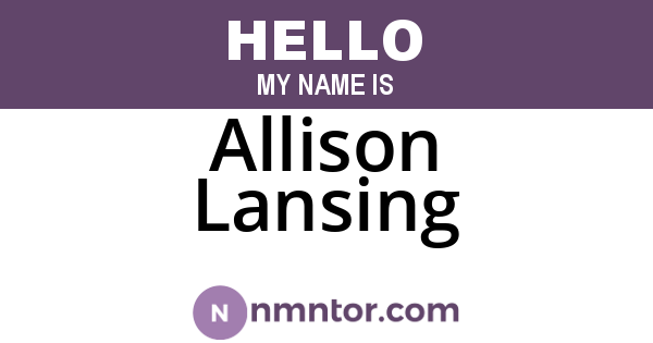 Allison Lansing