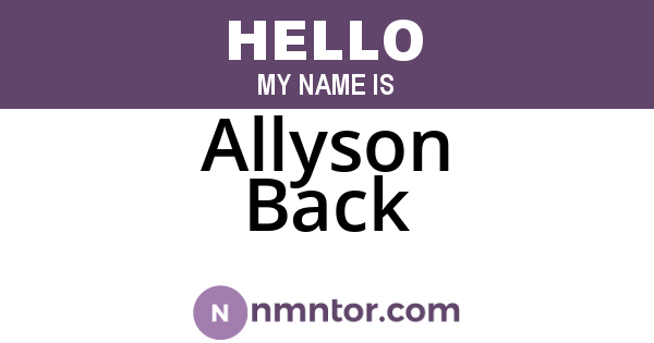 Allyson Back