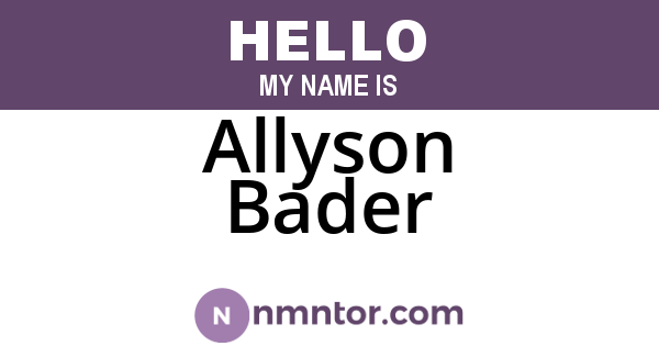 Allyson Bader