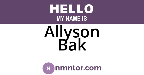 Allyson Bak