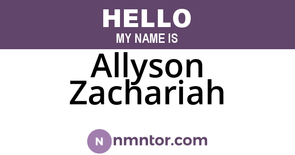 Allyson Zachariah