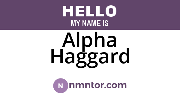 Alpha Haggard