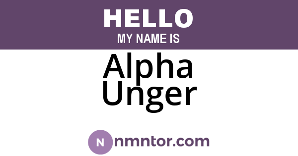 Alpha Unger