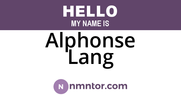 Alphonse Lang