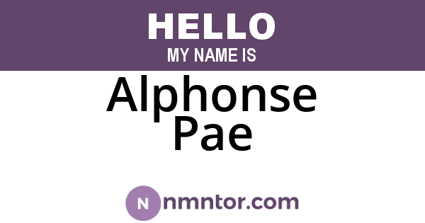 Alphonse Pae