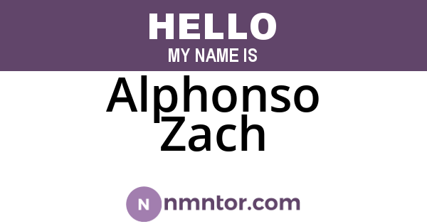 Alphonso Zach