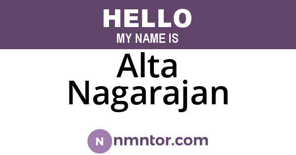 Alta Nagarajan