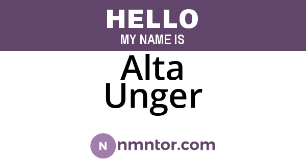 Alta Unger