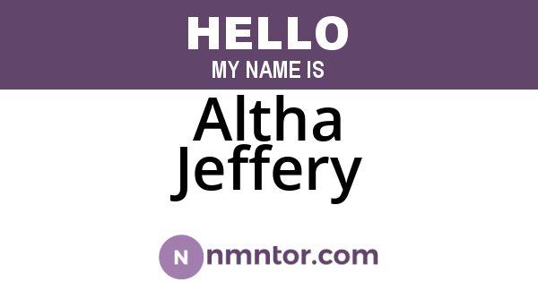 Altha Jeffery