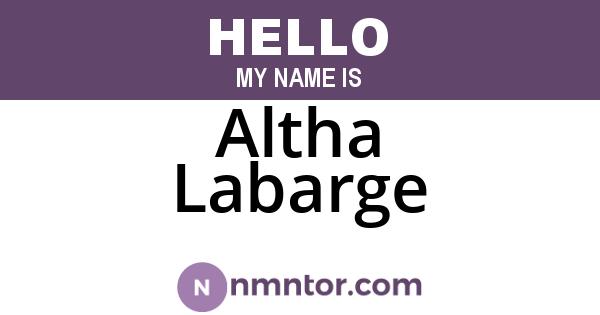 Altha Labarge