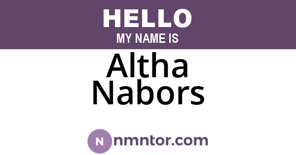 Altha Nabors