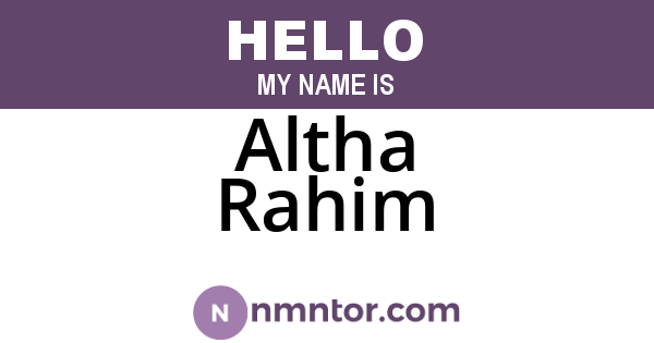 Altha Rahim