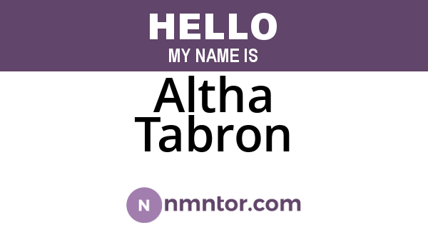 Altha Tabron