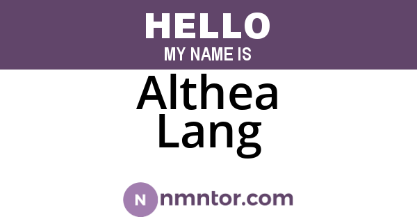 Althea Lang