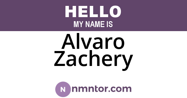 Alvaro Zachery