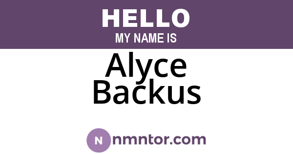 Alyce Backus