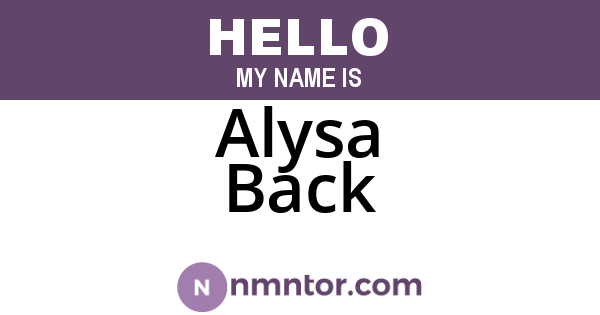 Alysa Back
