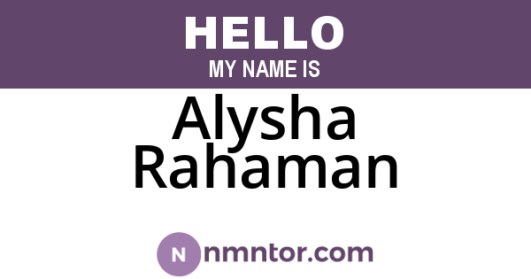 Alysha Rahaman
