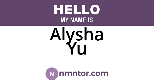Alysha Yu