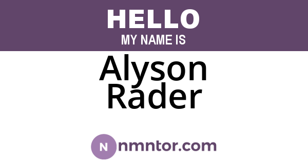 Alyson Rader