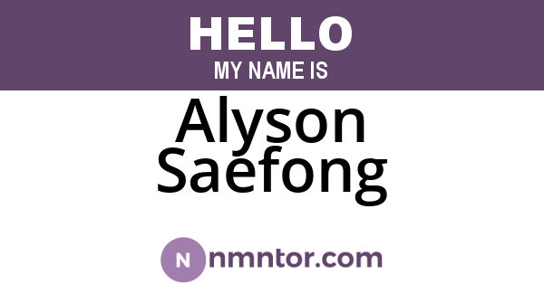 Alyson Saefong