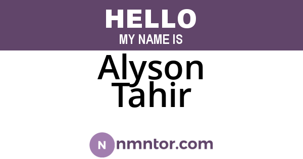 Alyson Tahir