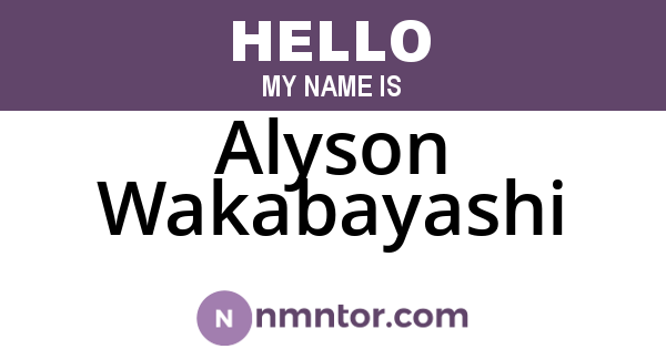 Alyson Wakabayashi