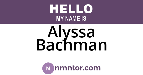 Alyssa Bachman