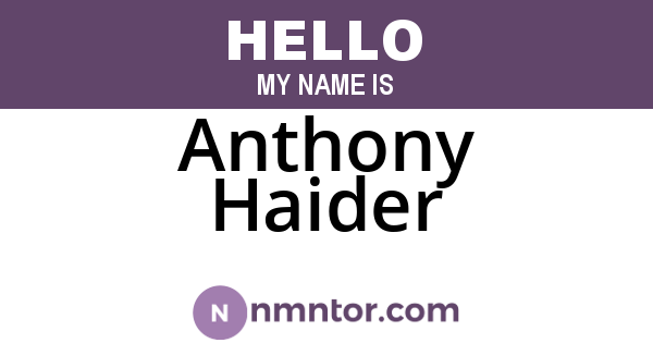Anthony Haider