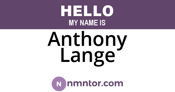 Anthony Lange
