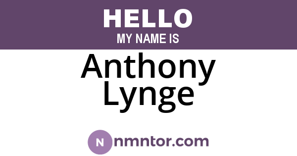Anthony Lynge