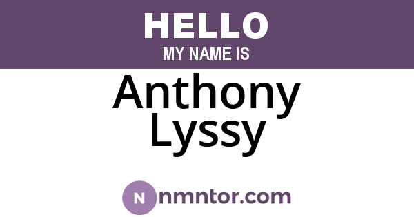 Anthony Lyssy