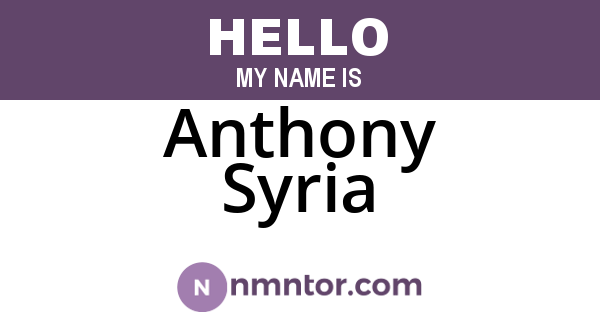 Anthony Syria