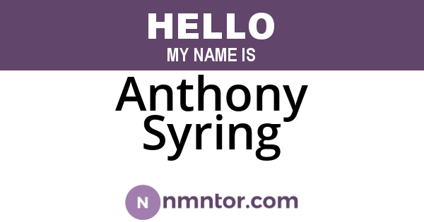 Anthony Syring