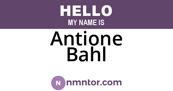 Antione Bahl