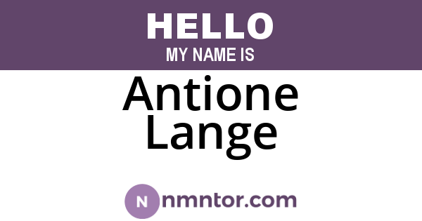 Antione Lange