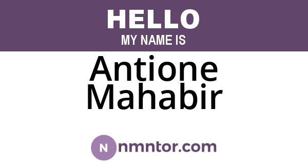 Antione Mahabir