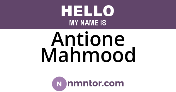 Antione Mahmood