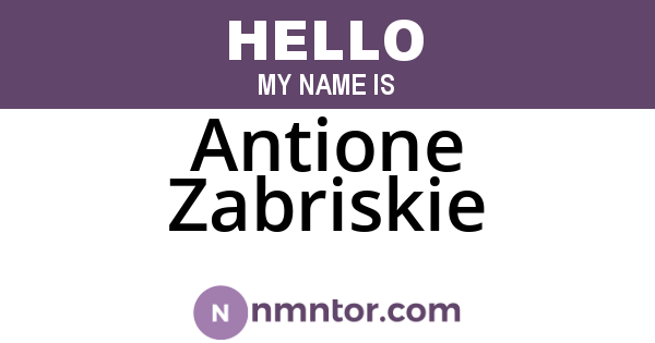 Antione Zabriskie