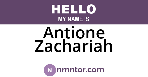 Antione Zachariah