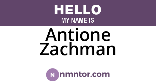 Antione Zachman