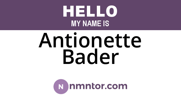 Antionette Bader