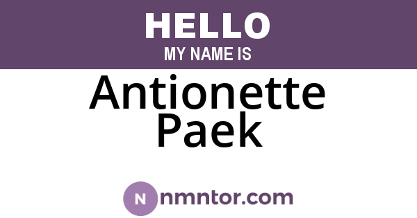 Antionette Paek