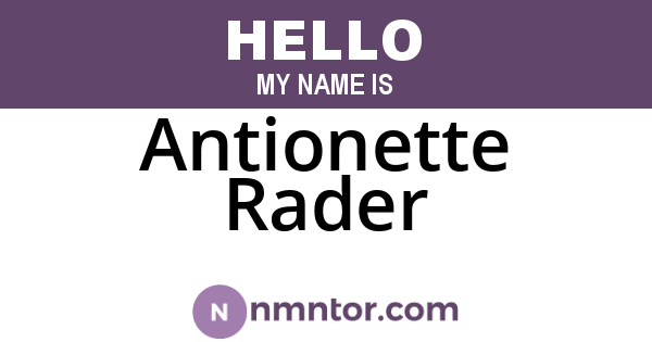 Antionette Rader