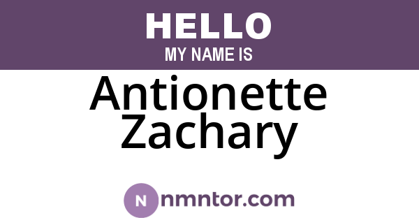 Antionette Zachary