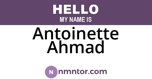 Antoinette Ahmad