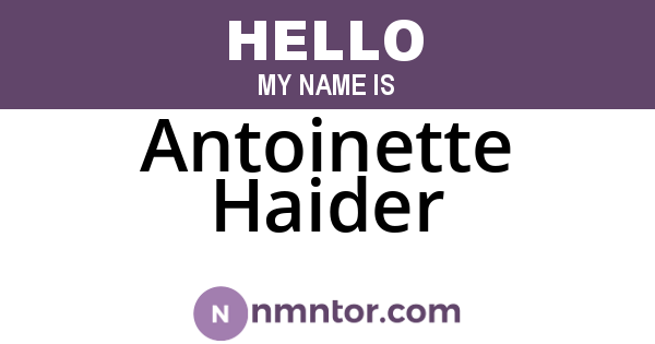 Antoinette Haider